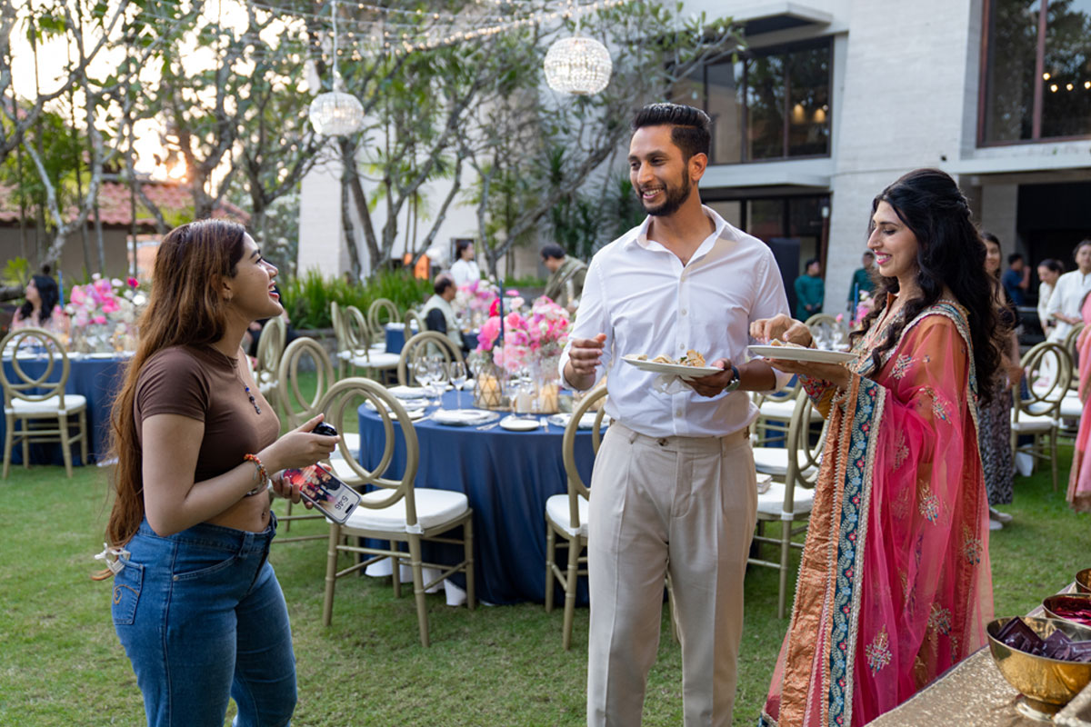 Queen's Catering Bali Team greet Indian guests at Indian Wedding in Bali